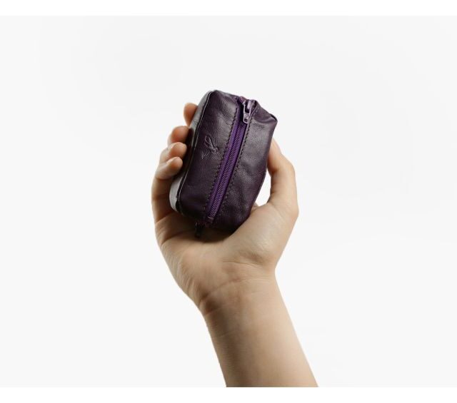 La Guêpe - Petite Maroquinerie - Porte-monnaie grain de café "Luxe" tout cuir myrtille - PM-035-01