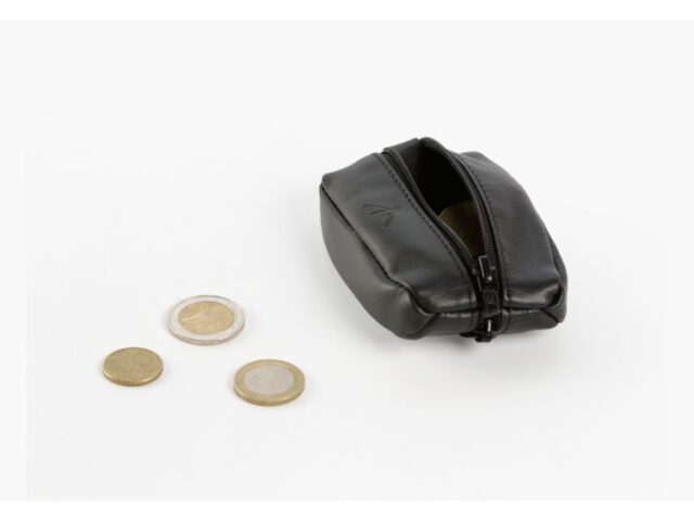 La Guêpe - Petite Maroquinerie - Porte-monnaie grain de café "Luxe" tout cuir noir - PM-035-01