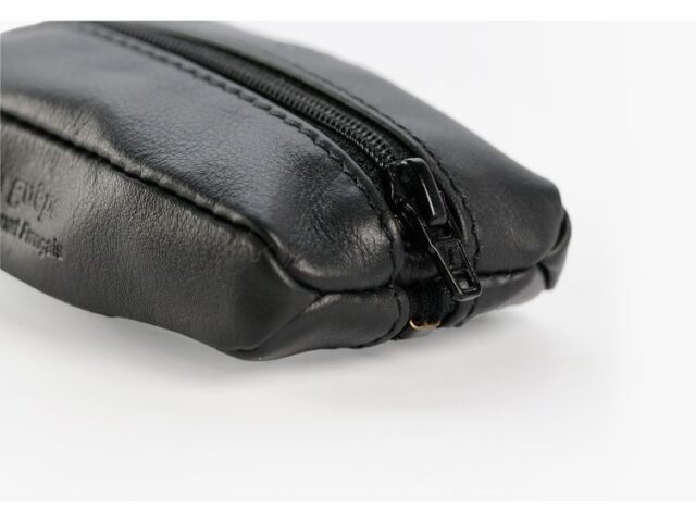 La Guêpe - Petite Maroquinerie - Porte-monnaie grain de café "Luxe" tout cuir noir - PM-035-01