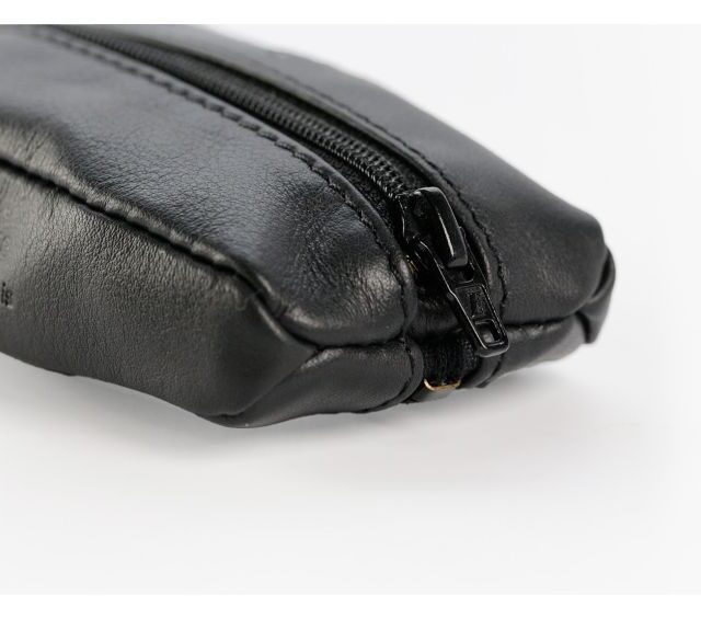 La Guêpe - Petite Maroquinerie - Porte-monnaie grain de café "Luxe" tout cuir noir - PM-035-01