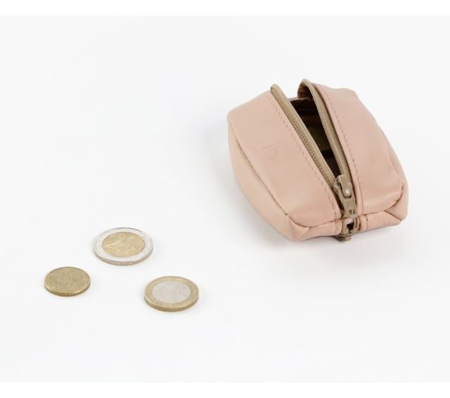 La Guêpe - Petite Maroquinerie - Porte-monnaie grain de café "Luxe" tout cuir rosa - PM-035-01