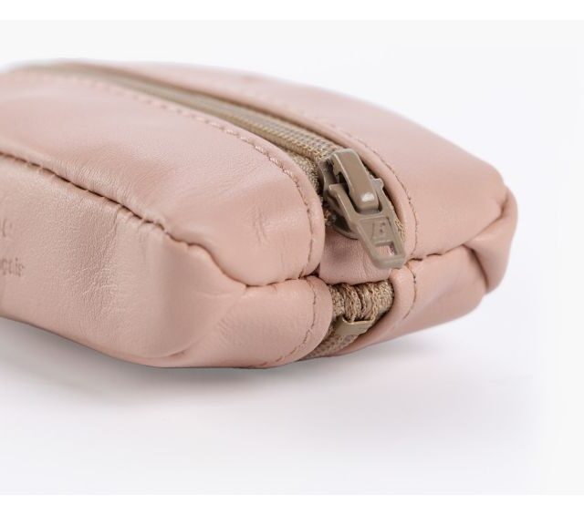 La Guêpe - Petite Maroquinerie - Porte-monnaie grain de café "Luxe" tout cuir rosa - PM-035-01