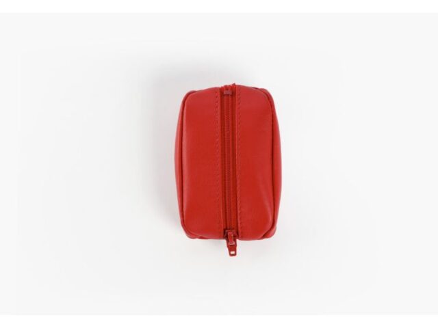 La Guêpe - Petite Maroquinerie - Porte-monnaie grain de café "Luxe" tout cuir rouge - PM-035-01