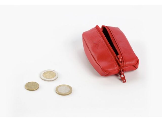 La Guêpe - Petite Maroquinerie - Porte-monnaie grain de café "Luxe" tout cuir rouge - PM-035-01