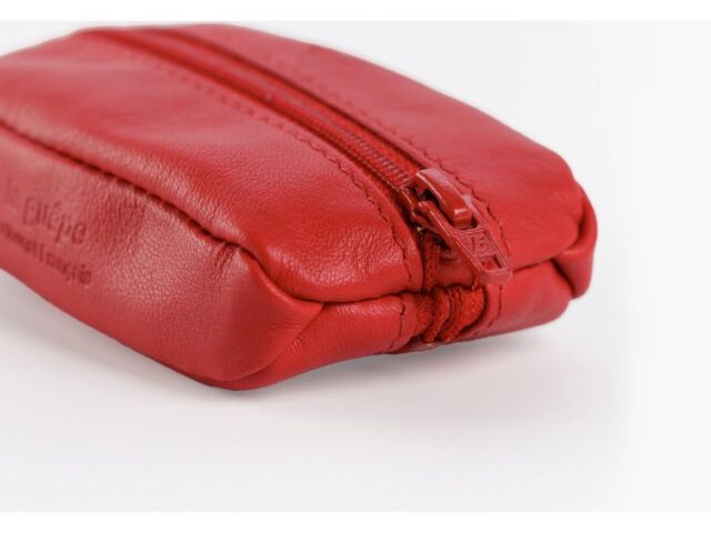 La Guêpe - Petite Maroquinerie - Porte-monnaie grain de café "Luxe" tout cuir rouge - PM-035-01