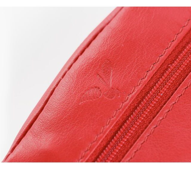 La Guêpe - Petite Maroquinerie - Porte-monnaie grain de café "Luxe" tout cuir rouge - PM-035-01