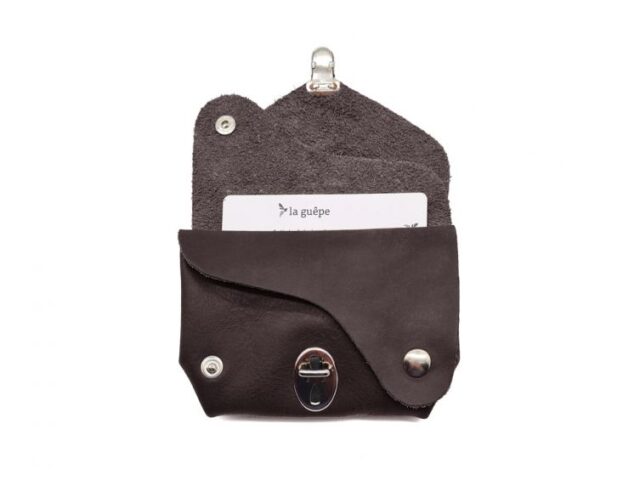 La Guêpe - Petite Maroquinerie - Porte-monnaie original en cuir marron - 414