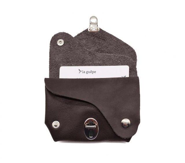 La Guêpe - Petite Maroquinerie - Porte-monnaie original en cuir marron - 414