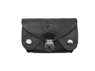 La Guêpe - Porte-monnaie original en cuir noir – 414
