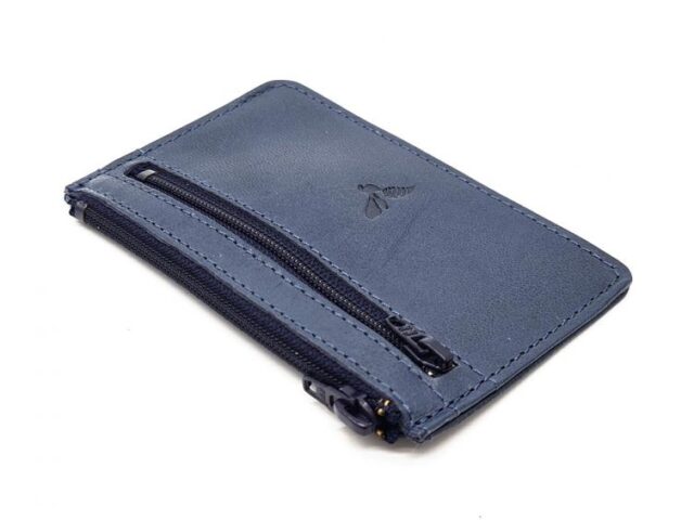 La Guêpe - Petite Maroquinerie - Porte-monnaie simple 2 zip "Luxe" tout cuir bleu - PM-044-01