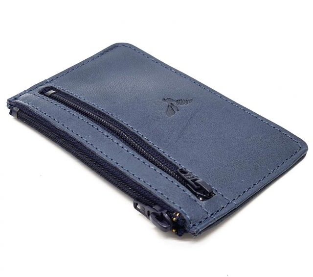 La Guêpe - Petite Maroquinerie - Porte-monnaie simple 2 zip "Luxe" tout cuir bleu - PM-044-01