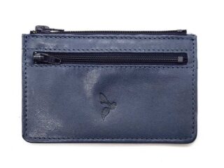 La Guêpe - Porte-monnaie simple 2 zip Luxe tout cuir bleu  PM-044-01
