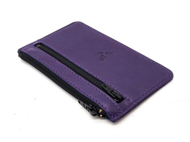 La Guêpe - Petite Maroquinerie - Porte-monnaie simple 2 zip "Luxe" tout cuir myrtille - PM-044-01