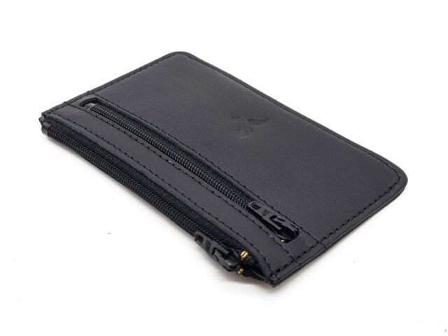 La Guêpe - Petite Maroquinerie - Porte-monnaie simple 2 zip "Luxe" tout cuir noir - PM-044-01