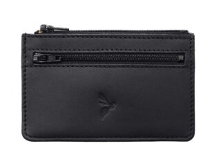 Porte-monnaie simple 2 zip “Luxe” tout cuir noir – PM-044-01 par la marque La Guêpe La Guêpe - Porte-monnaie simple 2 zip “Luxe” tout cuir noir – PM-044-01