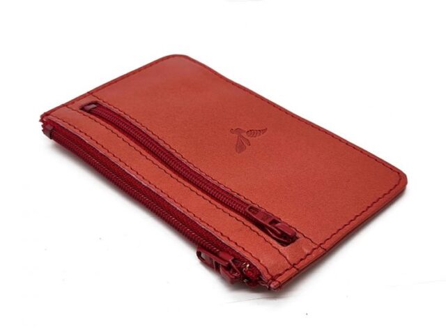 La Guêpe - Petite Maroquinerie - Porte-monnaie simple 2 zip "Luxe" tout cuir rouge - PM-044-01