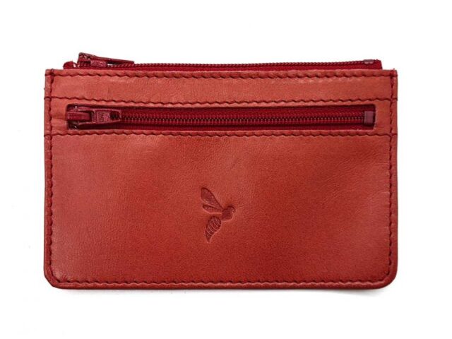 La Guêpe - Porte-monnaie simple 2 zip “Luxe” tout cuir rouge – PM-044-01