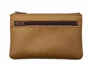 La Guêpe - Porte-monnaie simple 2 zip tout cuir caramel  PM-044-02