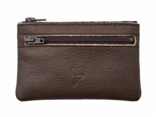La Guêpe - Porte-monnaie simple 2 zip tout cuir marron – PM-044-02
