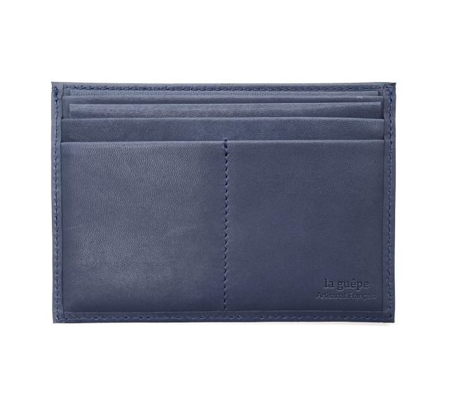 La Guêpe - Petite Maroquinerie - Porte papier auto compact "Luxe"  tout cuir bleu - PM-003-01