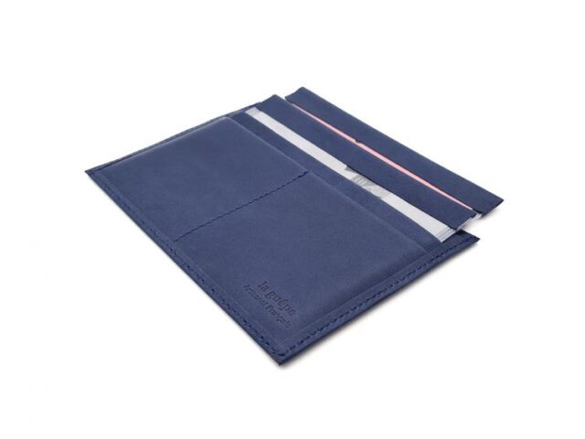 La Guêpe - Petite Maroquinerie - Porte papier auto compact "Luxe"  tout cuir bleu - PM-003-01