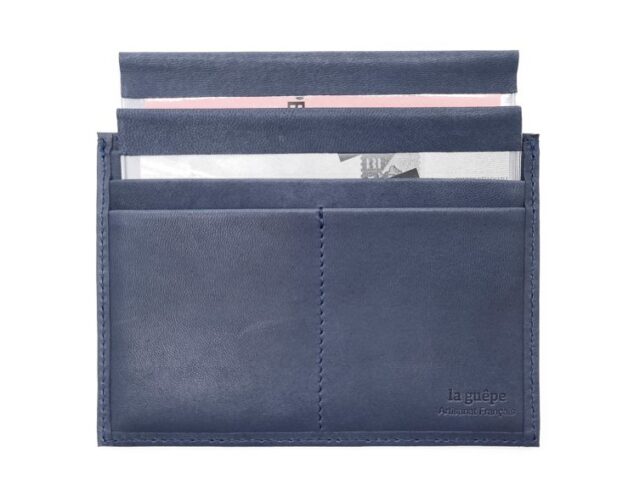 La Guêpe - Petite Maroquinerie - Porte papier auto compact "Luxe"  tout cuir bleu - PM-003-01