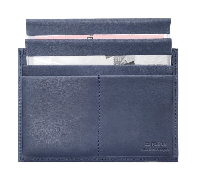 La Guêpe - Petite Maroquinerie - Porte papier auto compact "Luxe"  tout cuir bleu - PM-003-01