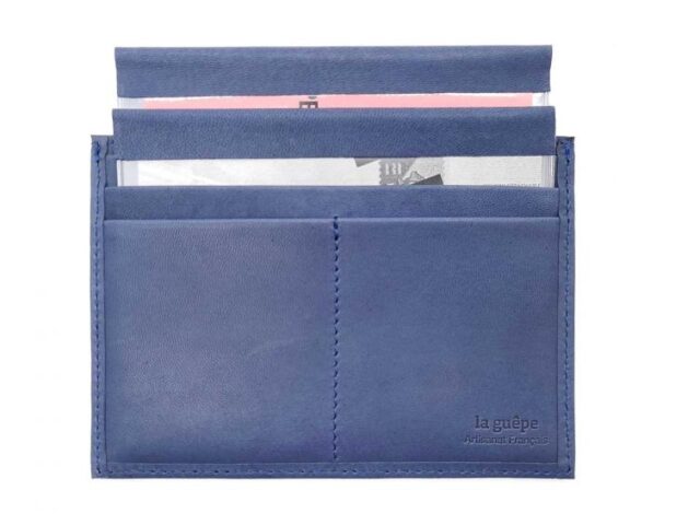 La Guêpe - Petite Maroquinerie - Porte papier auto compact "Luxe"  tout cuir bleu - PM-003-01