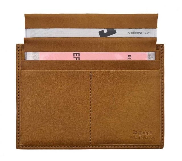 La Guêpe - Petite Maroquinerie - Porte papier auto compact "Luxe"  tout cuir gold - PM-003-01