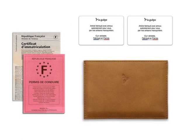 La Guêpe - Petite Maroquinerie - Porte papier auto compact "Luxe"  tout cuir gold - PM-003-01