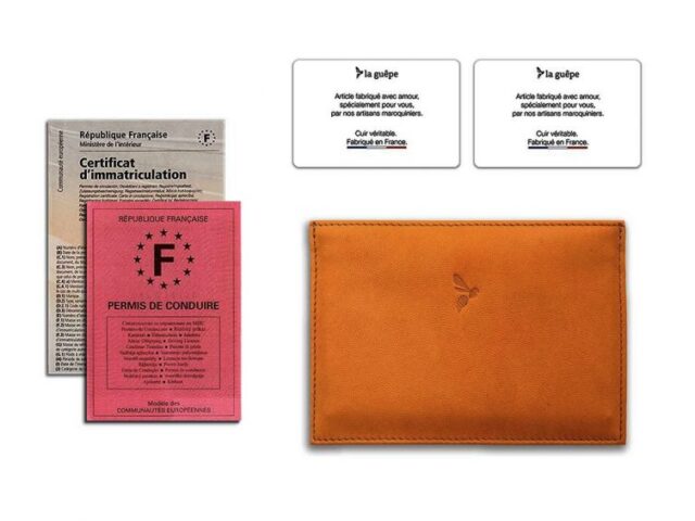 La Guêpe - Petite Maroquinerie - Porte papier auto compact "Luxe"  tout cuir gold - PM-003-01