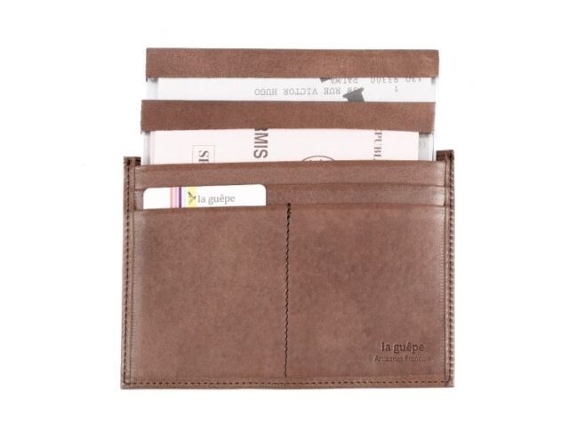 La Guêpe - Petite Maroquinerie - Porte papier auto compact "Luxe"  tout cuir marron - PM-003-01