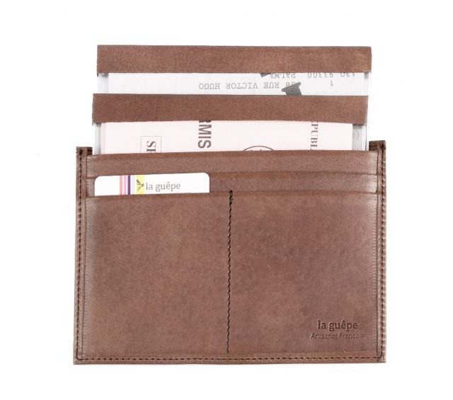 La Guêpe - Petite Maroquinerie - Porte papier auto compact "Luxe"  tout cuir marron - PM-003-01
