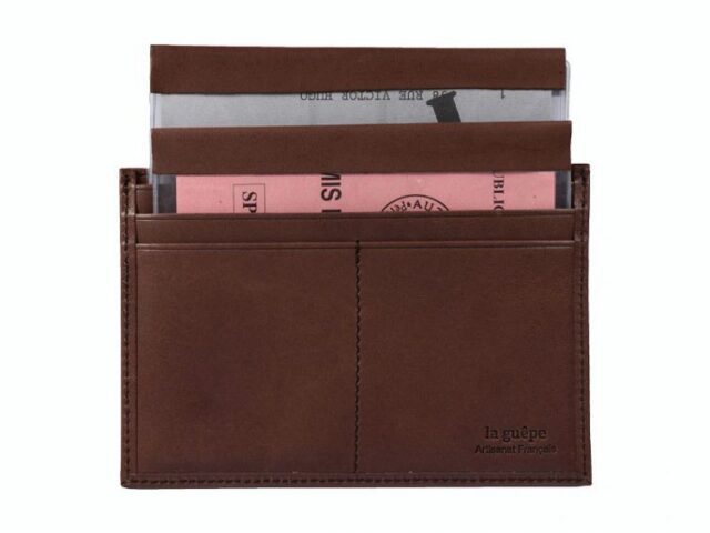 La Guêpe - Petite Maroquinerie - Porte papier auto compact "Luxe"  tout cuir marron - PM-003-01