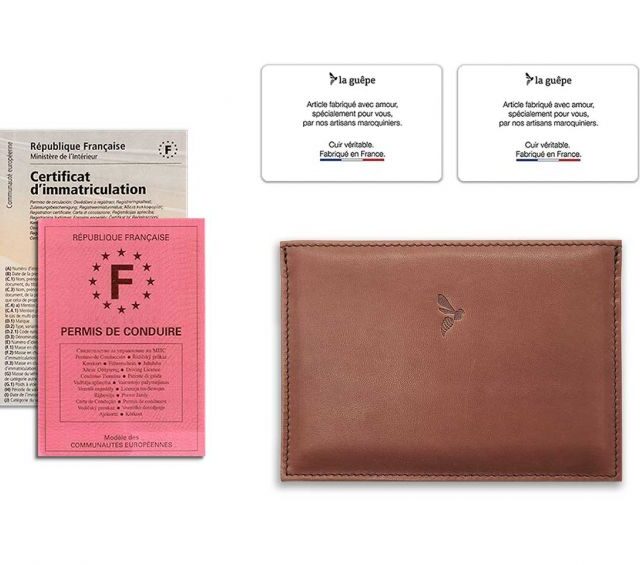 La Guêpe - Petite Maroquinerie - Porte papier auto compact "Luxe"  tout cuir marron - PM-003-01