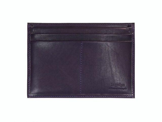 La Guêpe - Petite Maroquinerie - Porte papier auto compact "Luxe"  tout cuir myrtille - PM-003-01