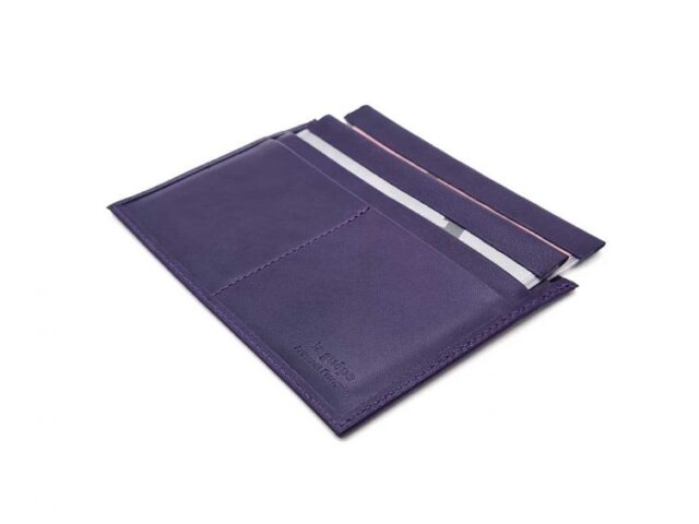 La Guêpe - Petite Maroquinerie - Porte papier auto compact "Luxe"  tout cuir myrtille - PM-003-01