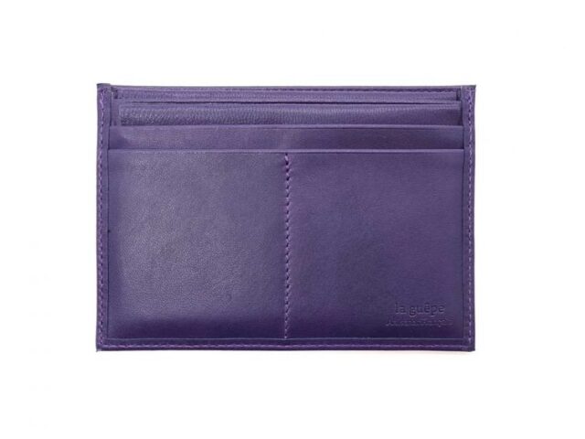 La Guêpe - Petite Maroquinerie - Porte papier auto compact "Luxe"  tout cuir myrtille - PM-003-01