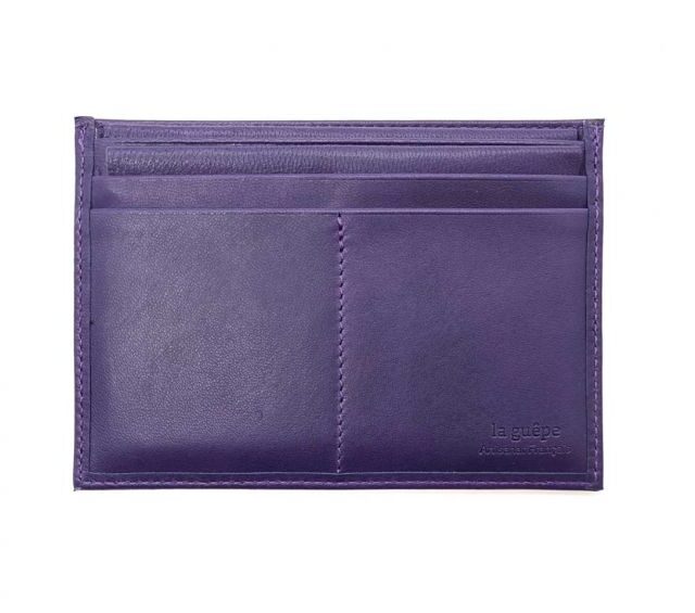 La Guêpe - Petite Maroquinerie - Porte papier auto compact "Luxe"  tout cuir myrtille - PM-003-01