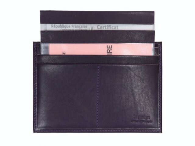 La Guêpe - Petite Maroquinerie - Porte papier auto compact "Luxe"  tout cuir myrtille - PM-003-01