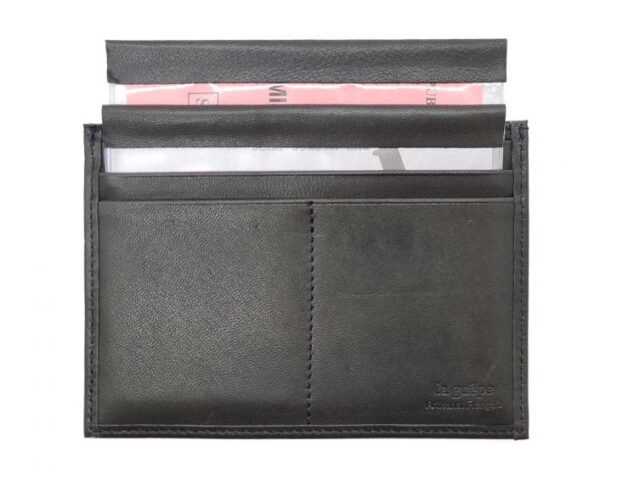 La Guêpe - Petite Maroquinerie - Porte papier auto compact "Luxe"  tout cuir noir - PM-003-01