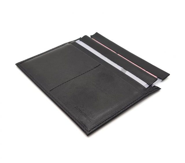 La Guêpe - Petite Maroquinerie - Porte papier auto compact "Luxe"  tout cuir noir - PM-003-01