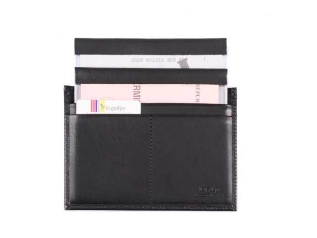 La Guêpe - Petite Maroquinerie - Porte papier auto compact "Luxe"  tout cuir noir - PM-003-01