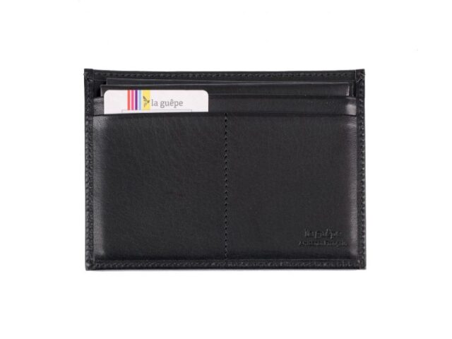 La Guêpe - Petite Maroquinerie - Porte papier auto compact "Luxe"  tout cuir noir - PM-003-01
