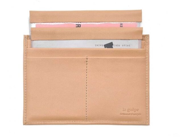 La Guêpe - Petite Maroquinerie - Porte papier auto compact "Luxe" tout cuir nude - PM-003-01