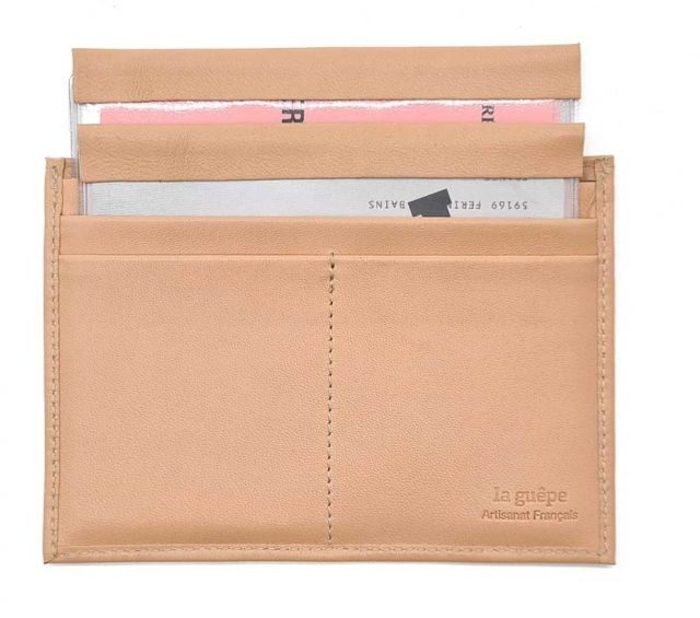La Guêpe - Petite Maroquinerie - Porte papier auto compact "Luxe" tout cuir nude - PM-003-01