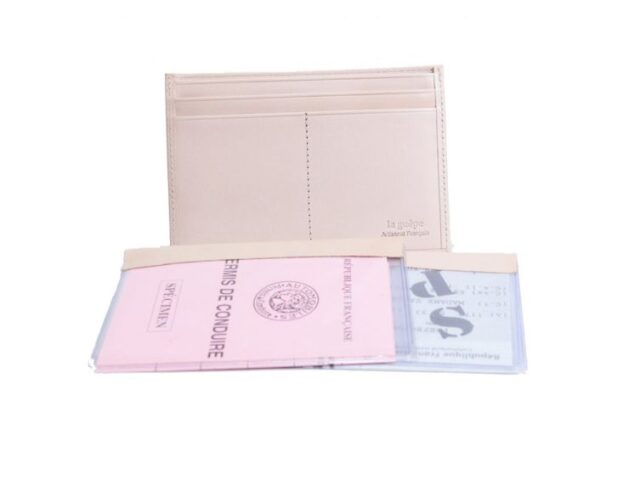 La Guêpe - Petite Maroquinerie - Porte papier auto compact "Luxe" tout cuir nude - PM-003-01