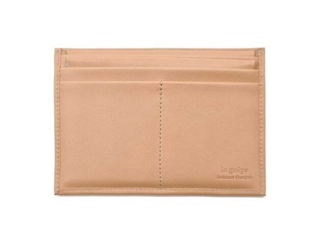 La Guêpe - Petite Maroquinerie - Porte papier auto compact "Luxe" tout cuir nude - PM-003-01