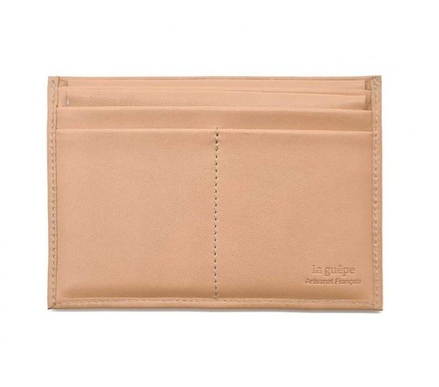 La Guêpe - Petite Maroquinerie - Porte papier auto compact "Luxe" tout cuir nude - PM-003-01