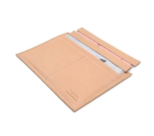 La Guêpe - Petite Maroquinerie - Porte papier auto compact "Luxe" tout cuir nude - PM-003-01